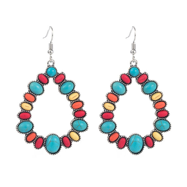 O1CN01OUUw2X2LDsKg1aJy0_2206398079659-0-cib Wholesale Alloy Colored Turquoise Geometric Shape Earrings