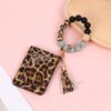 Wholesale Leopard Print Card Holder Silicone Beaded Wrist Keychain