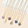 Wholesale Love Zircon Colored Pendant Stainless Steel Necklaces