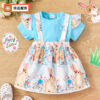 Wholesale Girls Easter Pure Color Cotton Bib Dress Baby Clothes