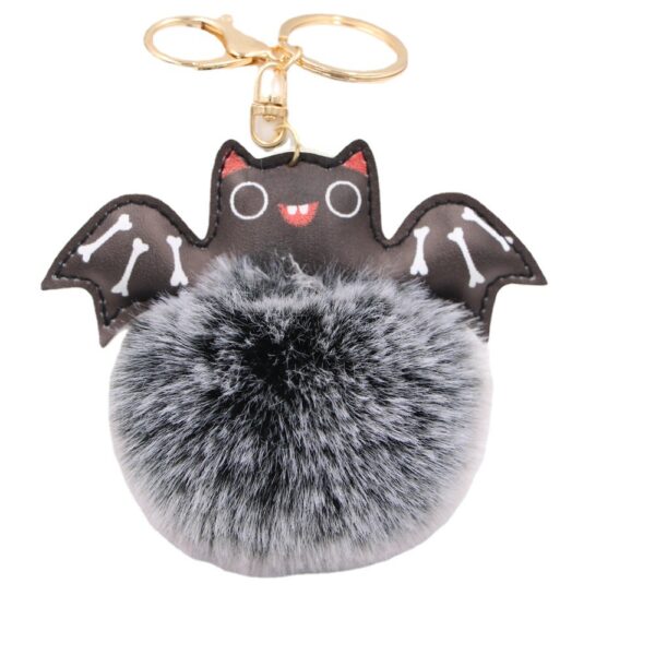 Wholesale Halloween PU Leather Bat Fur Ball Keychain