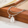Wholesale Double Layer French Pearl Copper Pendant Stacking Necklace