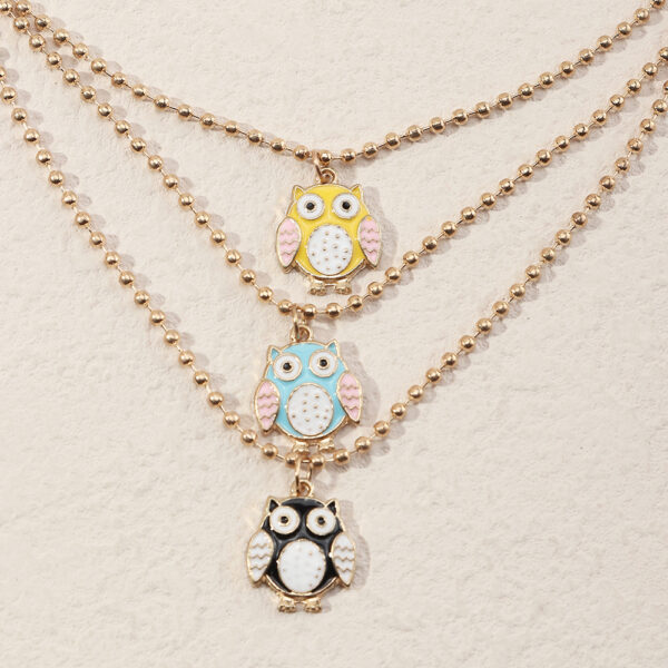 Wholesale Color Drip Owl Alloy Necklaces
