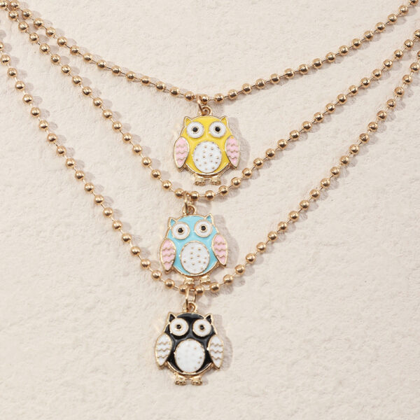Wholesale Color Drip Owl Alloy Necklaces