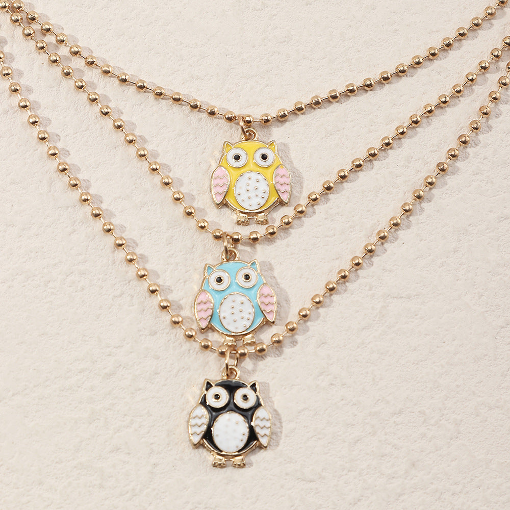 Wholesale Color ip Owl Alloy Necklaces