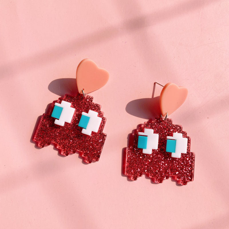 Wholesale Earrings Pixel Wind Acrylic Cute Cartoon