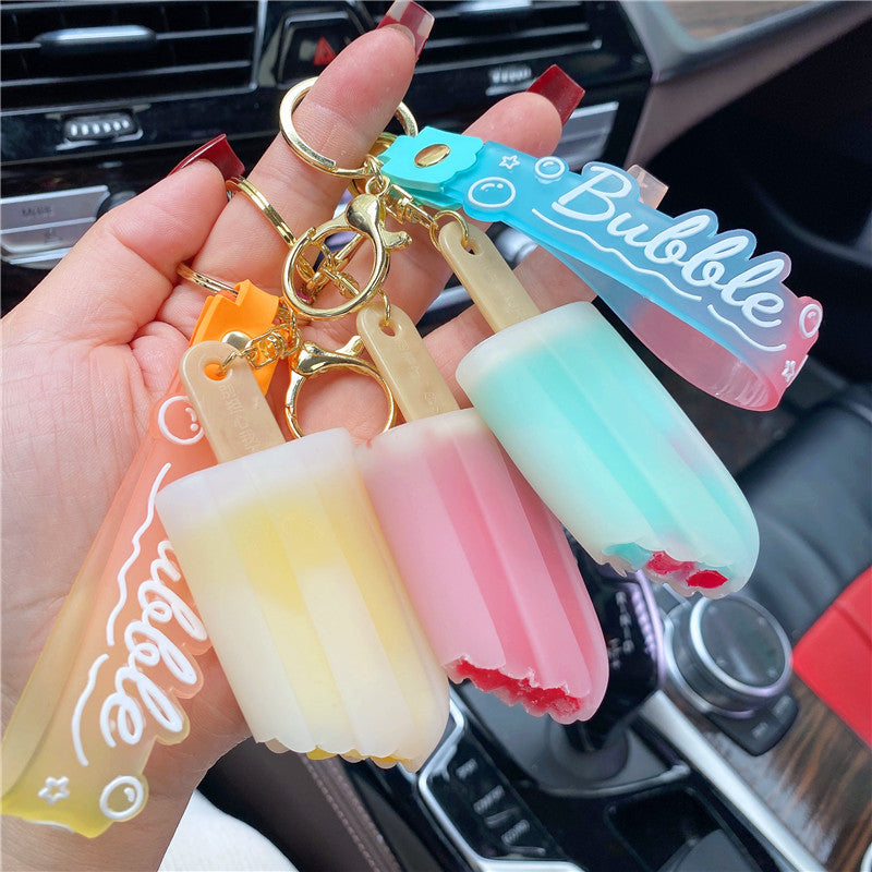 Wholesale Creative Ice Skin Flow Heart Ice Cream Keychains