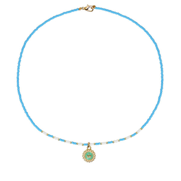 Wholesale Glass Colorful Hand Beaded Crown Pendant Pearl Necklace