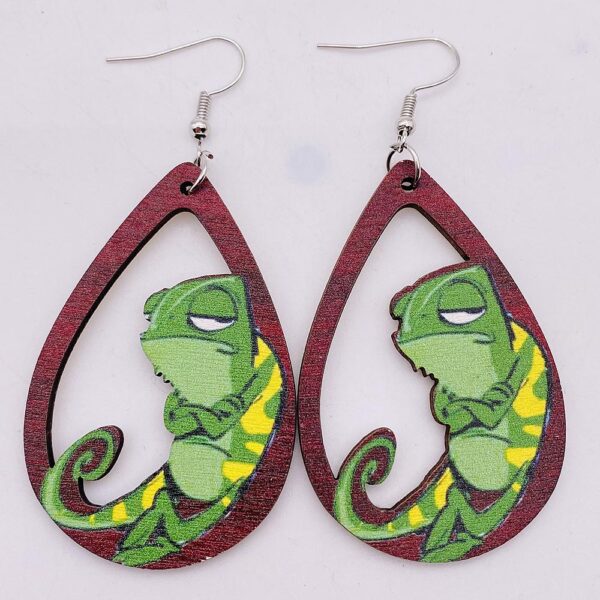 Wholesale Wooden Cartoon Frog Earrings