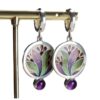 Wholesale Creative Flower Inlaid Purple Diamond Luxury Antique Silver Round Swing Earrings