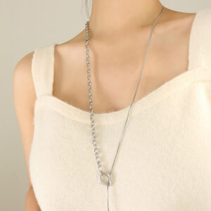 M005-Steel color sweater chain -80cm