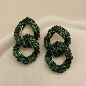 Dark green chain earrings