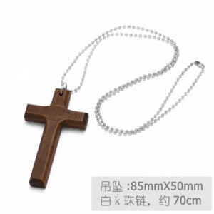 Faceted cross + silver bead chain