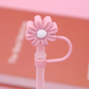 Silicone chrysanthemum-pink and white 8mm / Bagged without straw