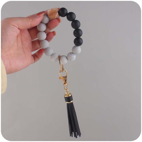 Wholesale Leather PU Tassel Silicone Wrist Keychain