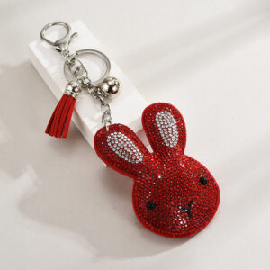 Red / Silver Chain + rabbit tassel