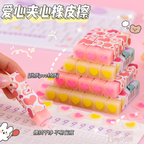 Wholesale 32pcs/box Cute Jelly Sandwich PVC Eraser