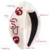 Wholesale Wide Edge Hand-stitched Rice Beads Rugby Letters Headband