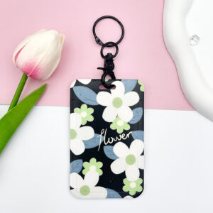 Five-leaf flower-white and green + black handcuff buckle