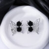 Wholesale Black Rose Dark Gothic Hollow Butterfly Alloy Earrings