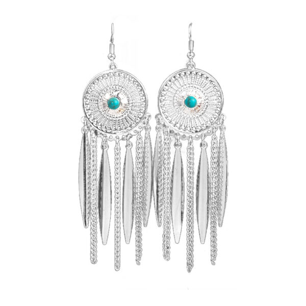 Wholesale Color Long Feather Tassel Alloy Earrings