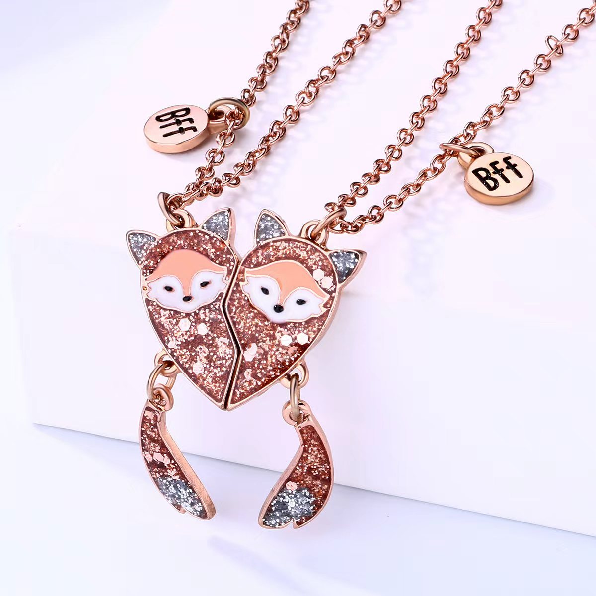Wholesale Fox Necklace Cartoon Kidsren's Magnet Stone Attracting B Necklace Set