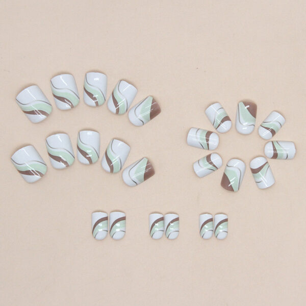 Wholesale Short Fresh Green Coffee Ripple Nail Stickers