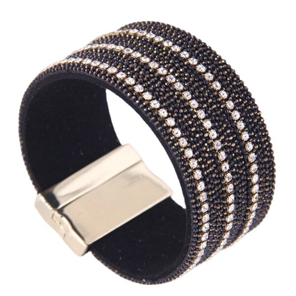 Wholesale Diamond Studded Leather Magnet Alloy Bracelet