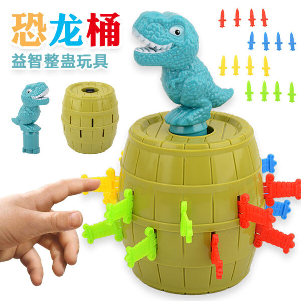 Wholesale of Children's Pranks, Sword Insertion, Dinosaur Wooden Bucket Party Toys