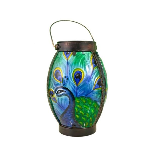 Wholesale Glass Relief Painted Peacock Dragonfly Night Light