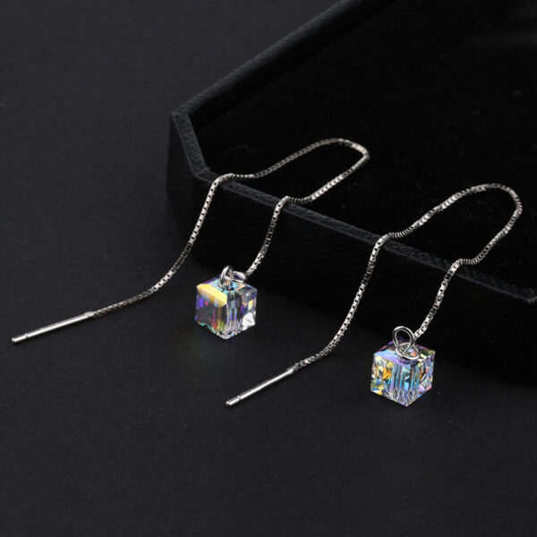 O1CN01Oo3zJa2EpFHhf6Jrz__2865688793-0-cib Wholesale S925 Silver Pin Aurora Sugar Cube Crystal Tassel Earrings