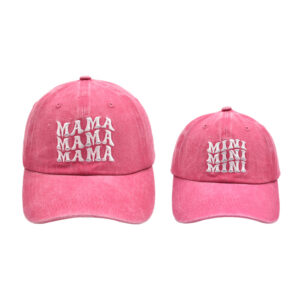 Rose red-three rows of MAMA + MINI parent-child baseball cap