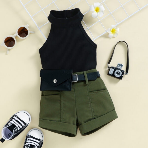 Wholesale Girls Summer Sleeveless Top Shorts Set