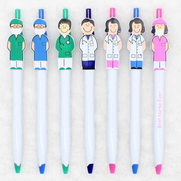 Wholesale Cartoon Plastic Doctor Nurse Pen Clip Ballpoint Pen