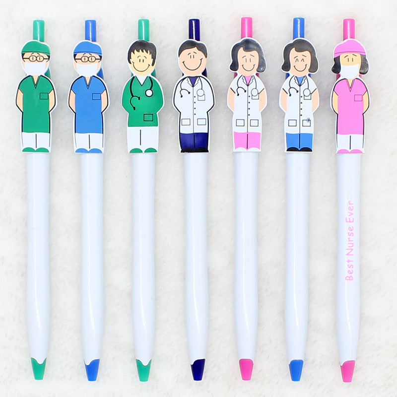 Wholesale Cartoon Plastic Doctor Nurse Pen Clip Ballint Pen