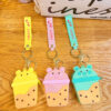 Wholesale Cute Milk Tea Pig Silicone Coin Purse Soft Rubber Keychains