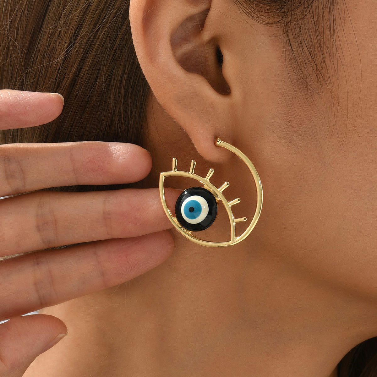 Wholesale Devil Eyes Vintage Oil ips Metal Earrings