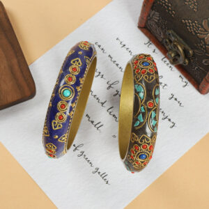 O1CN01OvlMQs2CXj0HJeUzX_2212424078484-0-cib Wholesale Nepalese-style Xizang-style Retro Brass Bracelet Set with Turquoise Xizang Handmade Bracelet for Men and Women Ethnic-style Bracelet Accessories