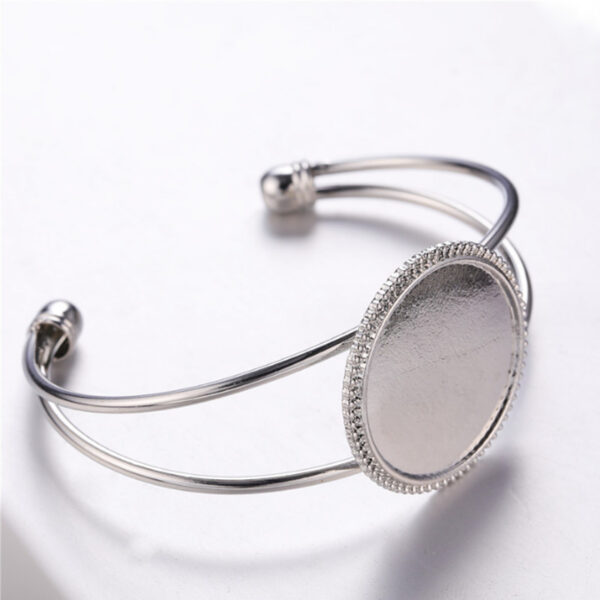 Wholesale Alloy 25mm Round Time Stone Base Open Bracelet