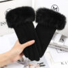 Wholesale wool plus fluffy mouth touch screen women's autumn and winter warm fashion cycling windproof gloves