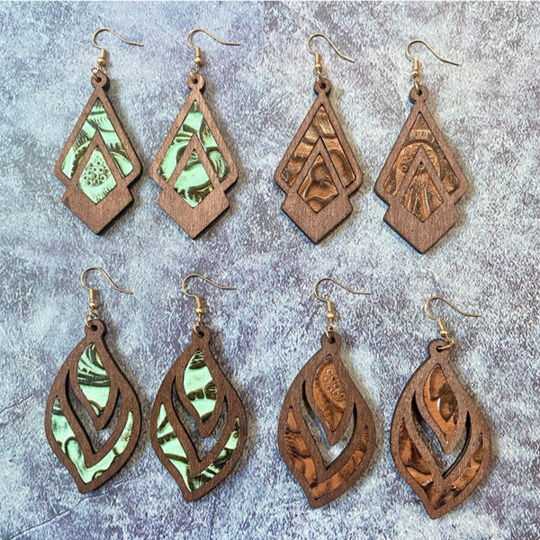 O1CN01Oz1Brc1zp30nnjz4N_2215459036762-0-cib Wholesale Retro Genuine Leather Western Cowhide Embossed Inlaid Wood Geometric Hollow Earrings