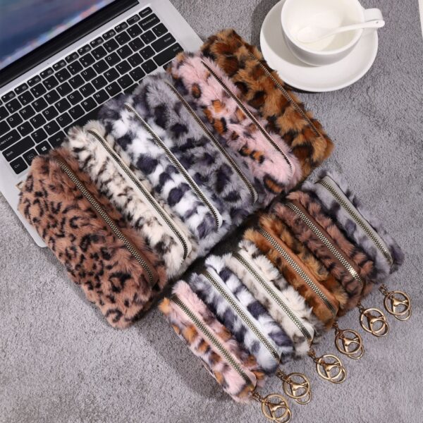 Wholesale Plush Leopard Print Zero Wallet