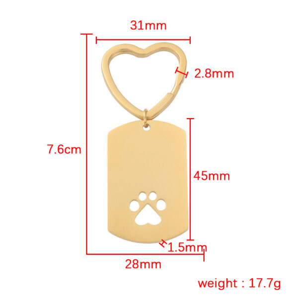 Wholesale Stainless Steel Hollow Dog Paw Keychain