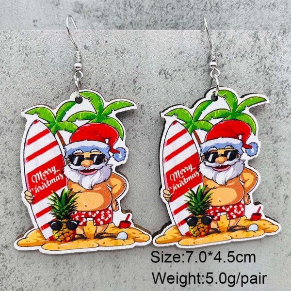 Wholesale Red Car Skateboard Santa Wooden Earrings Christmas