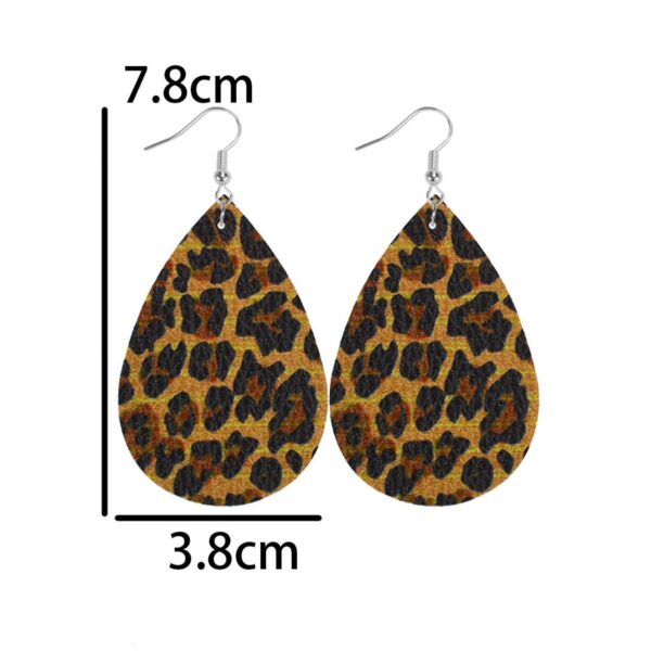 Wholesale Western Style Leopard Print Cow Print Leather Double Sided Print Earrings