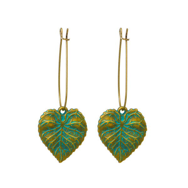 Wholesale Green Textured Leaves Reticulate Veined Leaves Alloy Earrings
