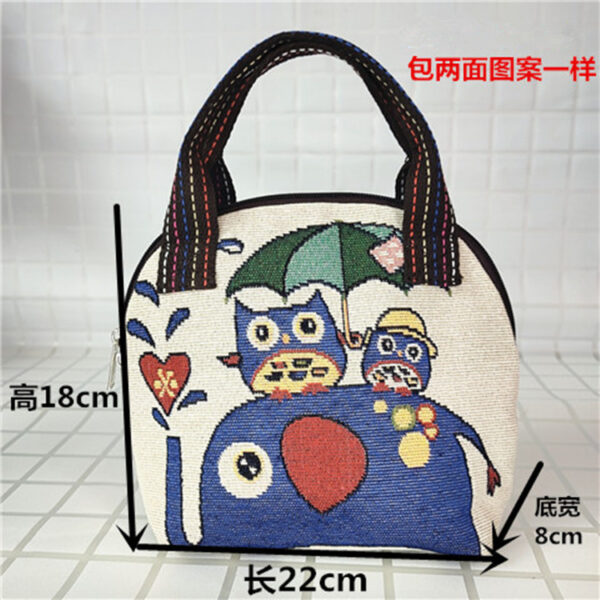 Wholesale Cotton and Hemp Embroidered Shell Type Portable Bag