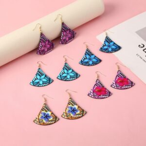 Wholesale Autumn/Winter Triangular Ginkgo Leaf Scalloped Acrylic Earrings
