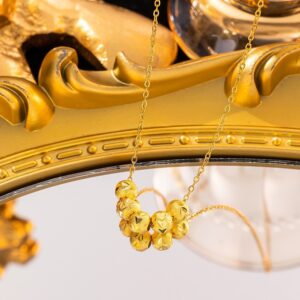 Gold Beaded Pendant Necklace