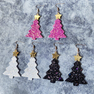 Wholesale Christmas Glitter Gretel Leather Acrylic Earrings